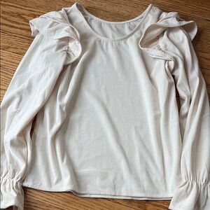 Elegant Cream Ruffle Sleeve Top